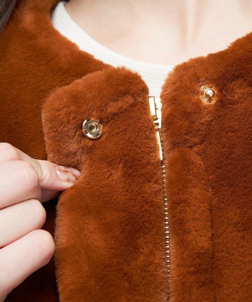 natural couture（ナチュラルクチュール）の「エコファーレディロングコート（その他アウター・レディース・ベージュ/パープル/ブラウン・FREE）」の6枚目の写真