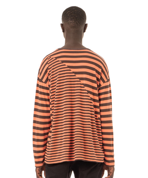 Sandinista(サンディニスタ)の「Easy Fit Crazy Cut Border L/S Tee / イージーフィットボーダー長袖Tシャツ(Tシャツ/カットソー・メンズ・ブラウン/ブラック×ホワイト/グレー×ホワイト・SMALL/MEDIUM/LARGE)」の16枚目の写真