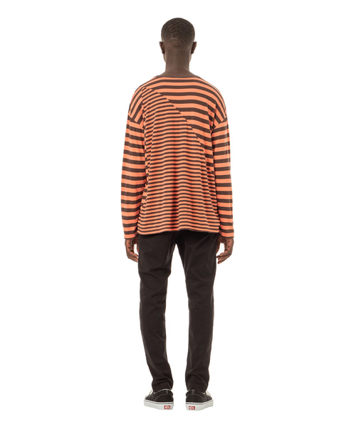 Sandinista(サンディニスタ)の「Easy Fit Crazy Cut Border L/S Tee / イージーフィットボーダー長袖Tシャツ(Tシャツ/カットソー・メンズ・ブラウン/ブラック×ホワイト/グレー×ホワイト・SMALL/MEDIUM/LARGE)」の8枚目の写真