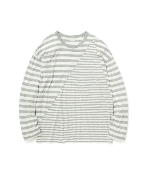 Sandinista(サンディニスタ)の「Easy Fit Crazy Cut Border L/S Tee / イージーフィットボーダー長袖Tシャツ(Tシャツ/カットソー・メンズ・ブラウン/ブラック×ホワイト/グレー×ホワイト・SMALL/MEDIUM/LARGE)」の10枚目の写真