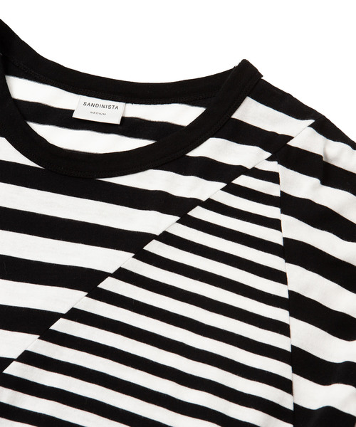 Sandinista(サンディニスタ)の「Easy Fit Crazy Cut Border L/S Tee / イージーフィットボーダー長袖Tシャツ(Tシャツ/カットソー・メンズ・ブラウン/ブラック×ホワイト/グレー×ホワイト・SMALL/MEDIUM/LARGE)」の7枚目の写真