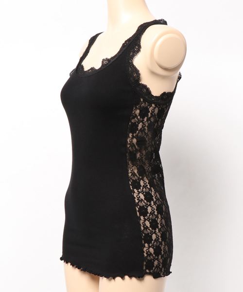 DouDou（ドゥドゥ）の「レースタンク（Tシャツ/カットソー・レディース・ブラック/ベージュ/ブラウン/グレー/オフホワイト/カーキ/キャメル・FREE）」の9枚目の写真