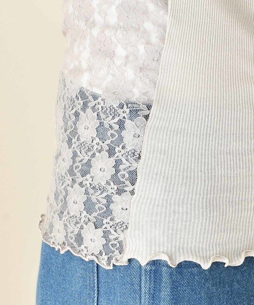 DouDou（ドゥドゥ）の「レースタンク（Tシャツ/カットソー・レディース・ブラック/ベージュ/ブラウン/グレー/オフホワイト/カーキ/キャメル・FREE）」の10枚目の写真