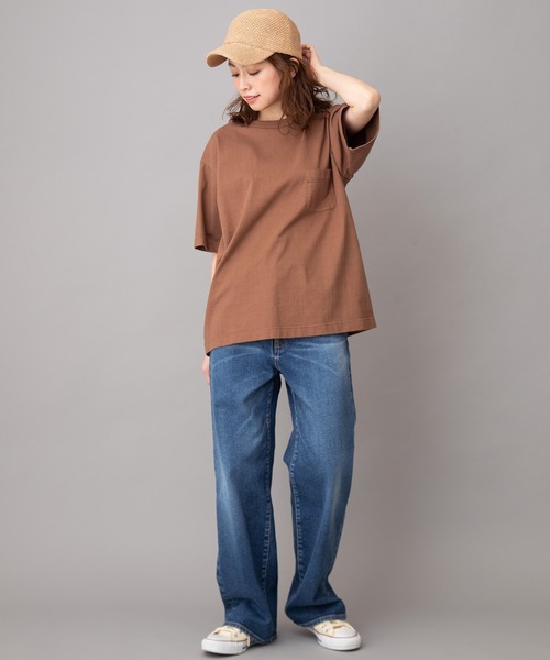 Munich（ミューニック）の「【Munich定番】ヘビーウェイトジャージビッグシルエットＴシャツ（Tシャツ/カットソー・レディース・ホワイト/ブラック/ピンク/ライトカーキ/ライトベージュ/ブラウン・S/M）」の19枚目の写真