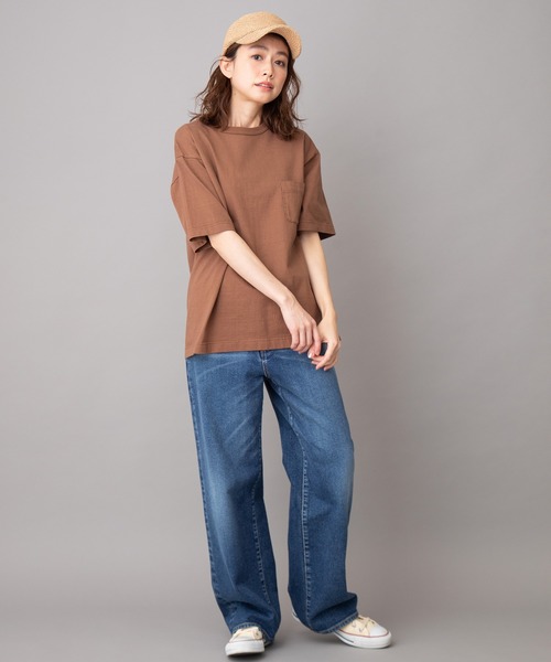 Munich（ミューニック）の「【Munich定番】ヘビーウェイトジャージビッグシルエットＴシャツ（Tシャツ/カットソー・レディース・ホワイト/ブラック/ピンク/ライトカーキ/ライトベージュ/ブラウン・S/M）」の17枚目の写真