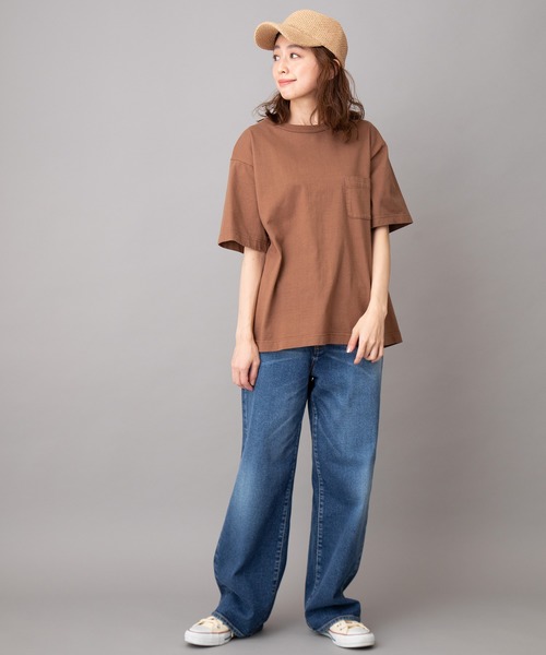 Munich（ミューニック）の「【Munich定番】ヘビーウェイトジャージビッグシルエットＴシャツ（Tシャツ/カットソー・レディース・ホワイト/ブラック/ピンク/ライトカーキ/ライトベージュ/ブラウン・S/M）」の18枚目の写真