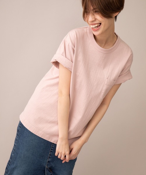 Munich（ミューニック）の「【Munich定番】ヘビーウェイトジャージビッグシルエットＴシャツ（Tシャツ/カットソー・レディース・ホワイト/ブラック/ピンク/ライトカーキ/ライトベージュ/ブラウン・S/M）」の11枚目の写真