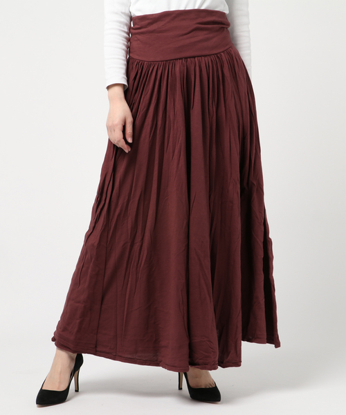 three dots（スリードッツ）の「ジャージーコレット ロングギャザー  