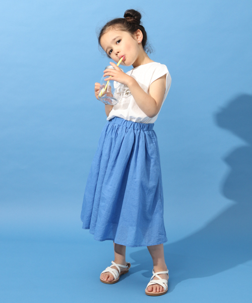 BAYFLOW（ベイフロー）の「[KIDS]コットンリネンエスカルゴスカート（スカート・キッズ・ネイビー/オフホワイト/ピンク/イエロー/ブルー・SMALL/MEDIUM/LARGE/X-LARGE/XX-LARGE）」の3枚目の写真