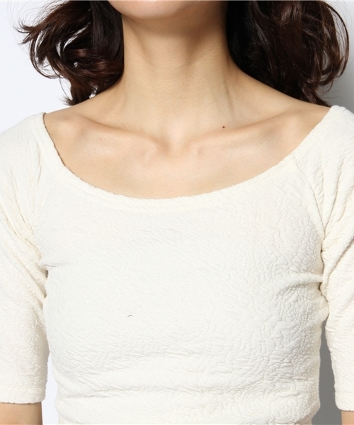 WEGO（ウィゴー）の「WEGO/オフショルダー5分袖Tシャツ（Tシャツ/カットソー・レディース・オフホワイト/グリーン系その他/ライトイエロー・FREE）」の5枚目の写真