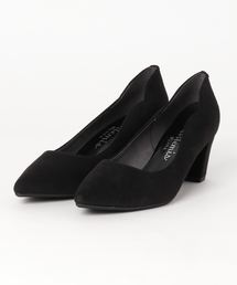 フラワーカットチャンキーヒールパンプス