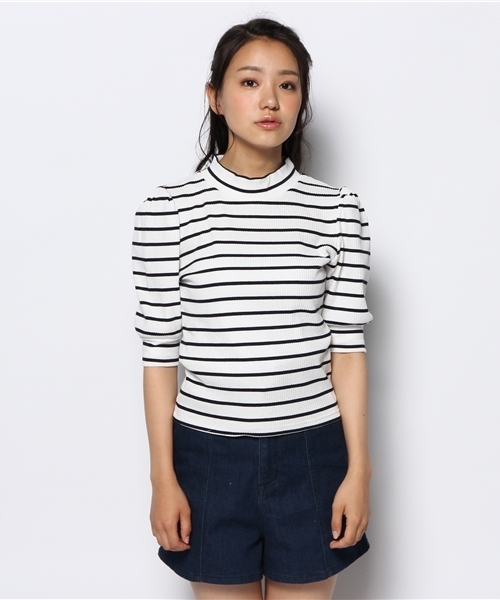 one after another NICE CLAUP（ワンアフターアナザーナイスクラップ）の「【ナイスクラップ】テレコハイネック③（Tシャツ/カットソー・レディース・その他1/アイボリー/パープル・FREE）」の8枚目の写真