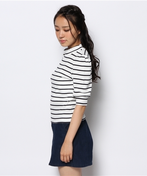 one after another NICE CLAUP（ワンアフターアナザーナイスクラップ）の「【ナイスクラップ】テレコハイネック③（Tシャツ/カットソー・レディース・その他1/アイボリー/パープル・FREE）」の9枚目の写真