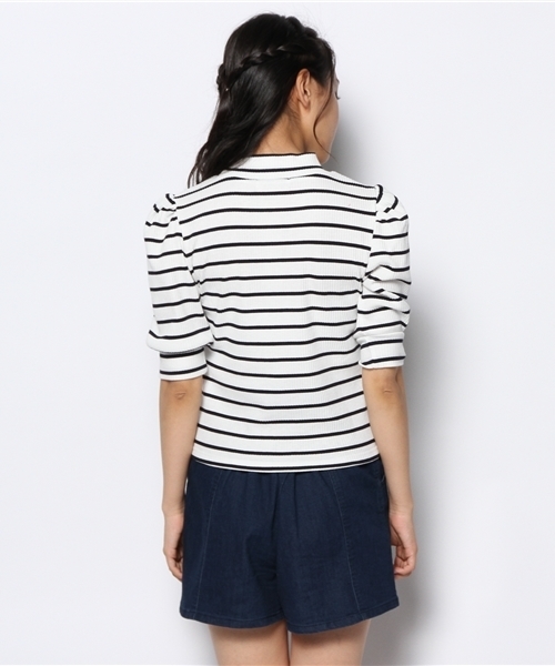 one after another NICE CLAUP（ワンアフターアナザーナイスクラップ）の「【ナイスクラップ】テレコハイネック③（Tシャツ/カットソー・レディース・その他1/アイボリー/パープル・FREE）」の4枚目の写真