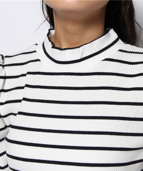 one after another NICE CLAUP（ワンアフターアナザーナイスクラップ）の「【ナイスクラップ】テレコハイネック③（Tシャツ/カットソー・レディース・その他1/アイボリー/パープル・FREE）」の5枚目の写真