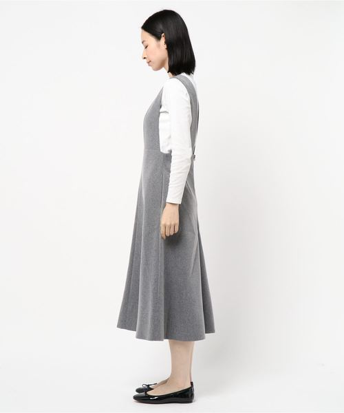 La TOTALITE（ラトータリテ）の「ツイルサロペットワンピース◆（ジャンパースカート・レディース・チャコールグレー/キャメル・38/36）」の3枚目の写真