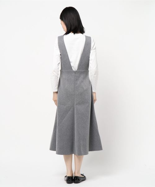 La TOTALITE（ラトータリテ）の「ツイルサロペットワンピース◆（ジャンパースカート・レディース・チャコールグレー/キャメル・38/36）」の4枚目の写真