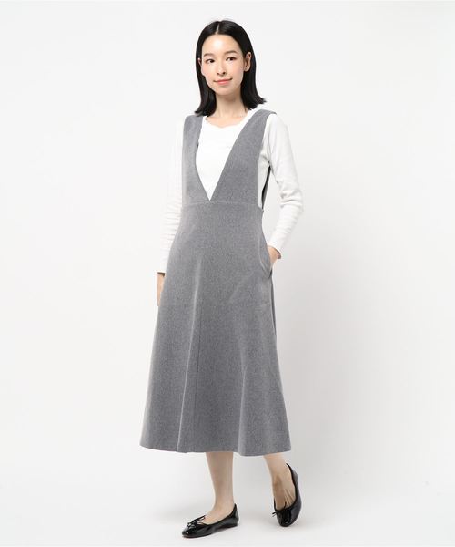 La TOTALITE（ラトータリテ）の「ツイルサロペットワンピース◆（ジャンパースカート・レディース・チャコールグレー/キャメル・38/36）」の7枚目の写真