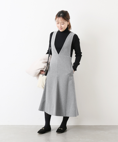 La TOTALITE（ラトータリテ）の「ツイルサロペットワンピース◆（ジャンパースカート・レディース・チャコールグレー/キャメル・38/36）」の13枚目の写真