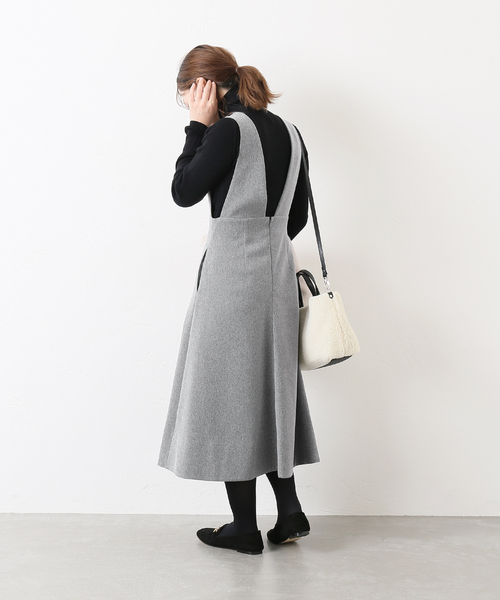 La TOTALITE（ラトータリテ）の「ツイルサロペットワンピース◆（ジャンパースカート・レディース・チャコールグレー/キャメル・38/36）」の15枚目の写真