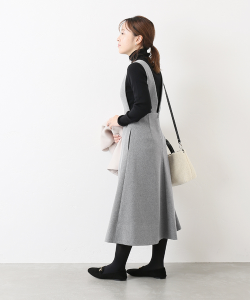 La TOTALITE（ラトータリテ）の「ツイルサロペットワンピース◆（ジャンパースカート・レディース・チャコールグレー/キャメル・38/36）」の16枚目の写真