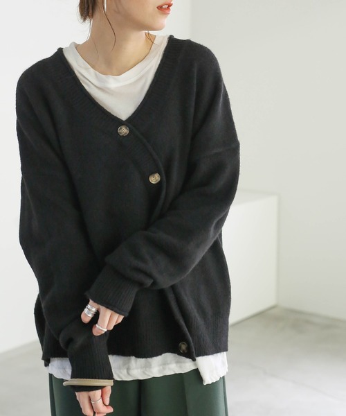 select MOCA(セレクトモカ)の「ボタンニュアンスニット/ウール混Vネックフェイクボタンリブスリーブニット(ニット/セーター・レディース・ブラック/ベージュ/アイボリー・FREE)」の19枚目の写真
