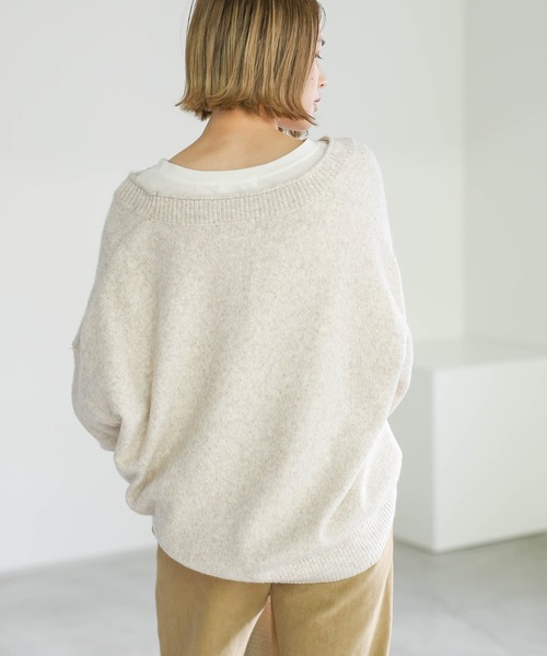 select MOCA(セレクトモカ)の「ボタンニュアンスニット/ウール混Vネックフェイクボタンリブスリーブニット(ニット/セーター・レディース・ブラック/ベージュ/アイボリー・FREE)」の15枚目の写真