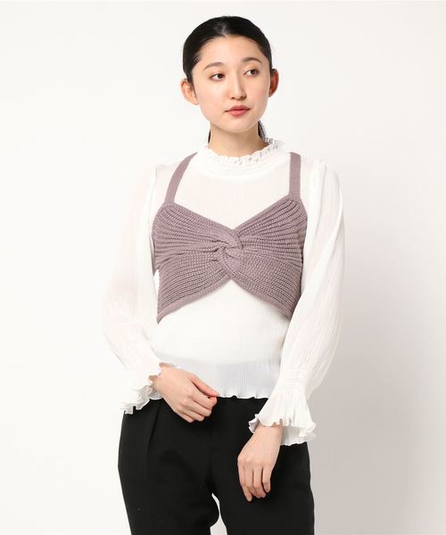 archives（アルシーヴ）の「ツイストニットビスチェ+プリーツBLセット（シャツ/ブラウス・レディース・ブラウン/モカ/ラベンダー・MEDIUM）」の3枚目の写真