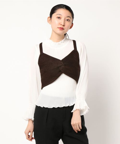 archives（アルシーヴ）の「ツイストニットビスチェ+プリーツBLセット（シャツ/ブラウス・レディース・ブラウン/モカ/ラベンダー・MEDIUM）」の2枚目の写真