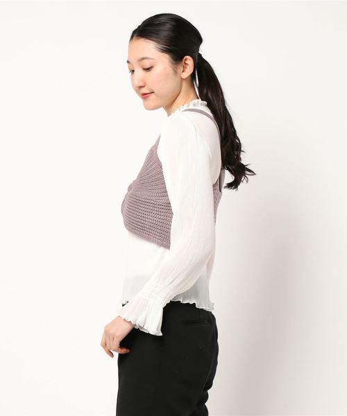 archives（アルシーヴ）の「ツイストニットビスチェ+プリーツBLセット（シャツ/ブラウス・レディース・ブラウン/モカ/ラベンダー・MEDIUM）」の4枚目の写真