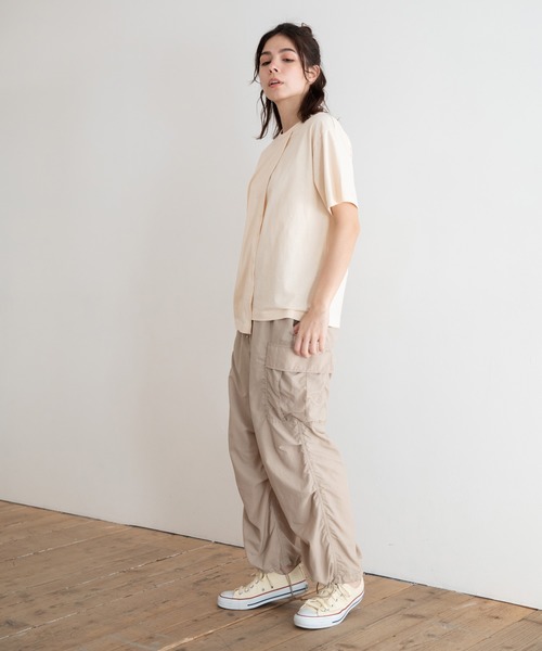 Munich(ミューニック)の「タンブラードライソフトジャージー レイヤードTシャツ(Tシャツ/カットソー・レディース・ホワイト/ブラック/ダークグレー/ライトベージュ・FREE)」の8枚目の写真