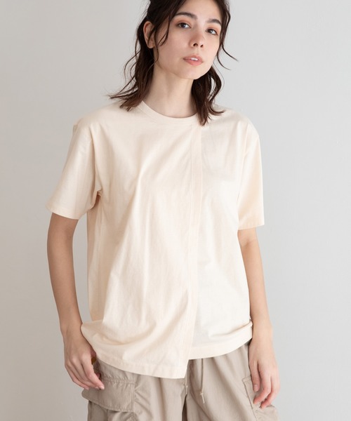 Munich(ミューニック)の「タンブラードライソフトジャージー レイヤードTシャツ(Tシャツ/カットソー・レディース・ホワイト/ブラック/ダークグレー/ライトベージュ・FREE)」の9枚目の写真