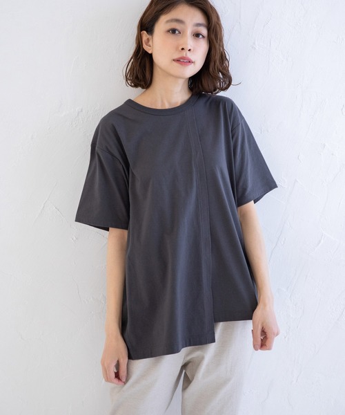 Munich(ミューニック)の「タンブラードライソフトジャージー レイヤードTシャツ(Tシャツ/カットソー・レディース・ホワイト/ブラック/ダークグレー/ライトベージュ・FREE)」の12枚目の写真