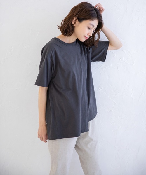 Munich(ミューニック)の「タンブラードライソフトジャージー レイヤードTシャツ(Tシャツ/カットソー・レディース・ホワイト/ブラック/ダークグレー/ライトベージュ・FREE)」の13枚目の写真