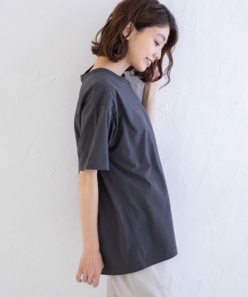 Munich(ミューニック)の「タンブラードライソフトジャージー レイヤードTシャツ(Tシャツ/カットソー・レディース・ホワイト/ブラック/ダークグレー/ライトベージュ・FREE)」の14枚目の写真