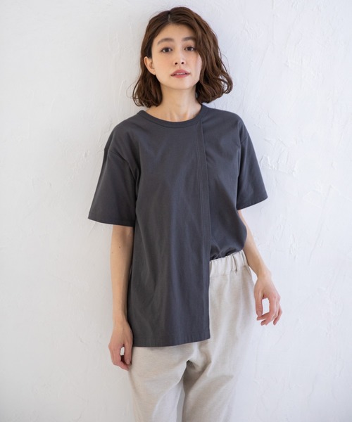 Munich(ミューニック)の「タンブラードライソフトジャージー レイヤードTシャツ(Tシャツ/カットソー・レディース・ホワイト/ブラック/ダークグレー/ライトベージュ・FREE)」の21枚目の写真