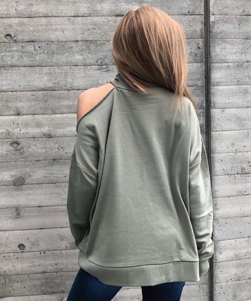 meJane(ミージェーン)の「ワンショルダー/タートルネックプルオーバー(Tシャツ/カットソー・レディース・杢グレー/ブラック/ベージュ/オフホワイト/カーキ・FREE)」の10枚目の写真