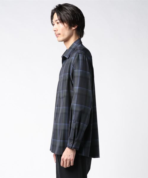 STUDIOUS（ステュディオス）の「【STUDIOUS】チェックオーバーシャツ（シャツ/ブラウス・メンズ・ネイビー/ベージュ・1/2/3）」の4枚目の写真