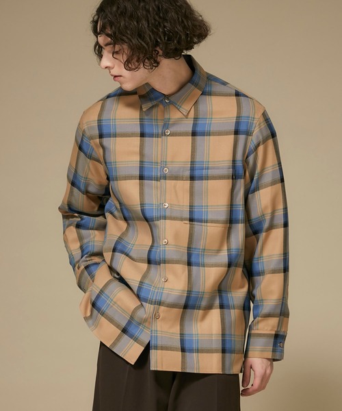 STUDIOUS（ステュディオス）の「【STUDIOUS】チェックオーバーシャツ（シャツ/ブラウス・メンズ・ネイビー/ベージュ・1/2/3）」の6枚目の写真