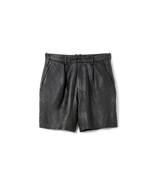 Sandinista（サンディニスタ）の「Washed Tuck Leather Shorts / レザータックパンツ（その他パンツ・メンズ・ブラック・MEDIUM/SMALL/LARGE）」の7枚目の写真