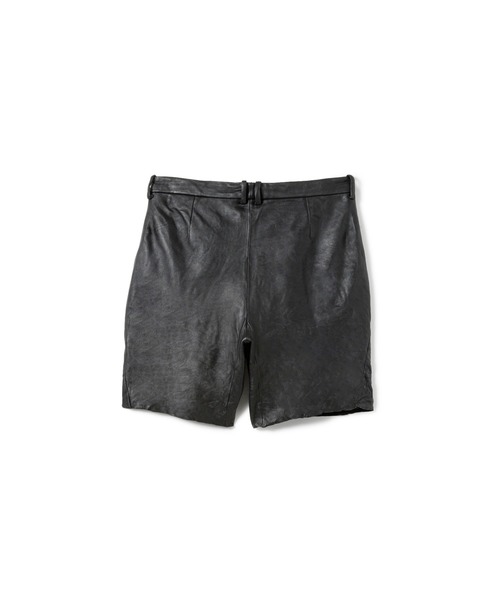 Sandinista（サンディニスタ）の「Washed Tuck Leather Shorts / レザータックパンツ（その他パンツ・メンズ・ブラック・MEDIUM/SMALL/LARGE）」の2枚目の写真