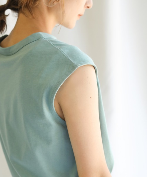 select MOCA（セレクトモカ）の「オーガニックコットンフレンチスリーブトップス（Tシャツ/カットソー・レディース・オフホワイト/サックスブルー/ワインレッド/スミクロ/テラコッタ/ライトカーキ・FREE）」の11枚目の写真