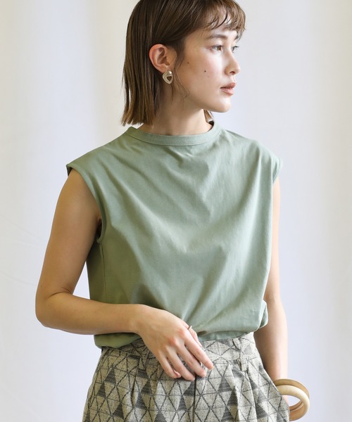 select MOCA（セレクトモカ）の「オーガニックコットンフレンチスリーブトップス（Tシャツ/カットソー・レディース・オフホワイト/サックスブルー/ワインレッド/スミクロ/テラコッタ/ライトカーキ・FREE）」の21枚目の写真