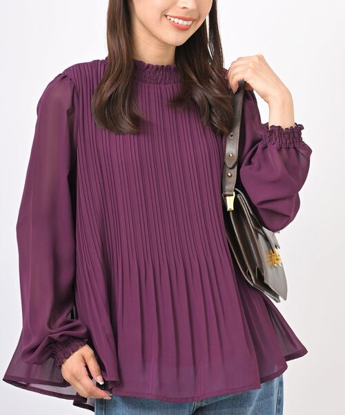 rps(アールピーエス)の「プリーツプチハイネックブラウス(シャツ/ブラウス・レディース・オフホワイト/ブラック/グレイッシュベージュ/パープル/ボルドー/ラベンダー・フリー/M)」の22枚目の写真