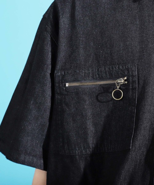 Air Tokyo（エアートウキョー）の「リングZIPオーバーサイズシャツ【ファッションインフルエンサー ユウ × AIR TOKYOコラボ】（シャツ/ブラウス・メンズ・ブラック・MEDIUM/LARGE）」の8枚目の写真