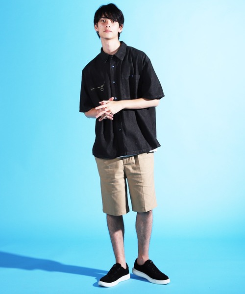 Air Tokyo（エアートウキョー）の「リングZIPオーバーサイズシャツ【ファッションインフルエンサー ユウ × AIR TOKYOコラボ】（シャツ/ブラウス・メンズ・ブラック・MEDIUM/LARGE）」の17枚目の写真