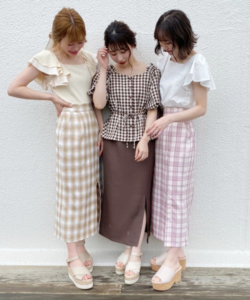 one after another NICE CLAUP（ワンアフターアナザーナイスクラップ）の「スリットタイトアソートスカート（スカート・レディース・ベージュ/サックスブルー/ピンク/ブラック系その他・SMALL/MEDIUM）」の9枚目の写真