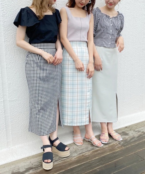 one after another NICE CLAUP（ワンアフターアナザーナイスクラップ）の「スリットタイトアソートスカート（スカート・レディース・ベージュ/サックスブルー/ピンク/ブラック系その他・SMALL/MEDIUM）」の15枚目の写真