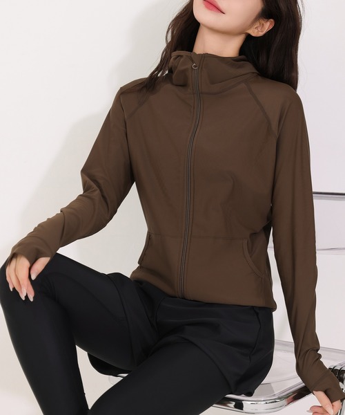 UVカット率 99.9%以上】レディース フード付きフロントジップ長袖