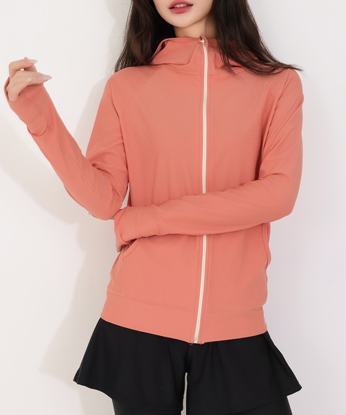 TeddyShop(テディショップ)の「【UVカット率 99.9%以上/UPF50+/水陸両用】レディース フード付き フロントジップ 長袖 ラッシュガード パーカー 体型カバー(パーカー・レディース・ホワイト/ダークグレー/イエロー/パープル/ピンク/ブルー/ライトブルー/グレー/ブラック/ネイビー/コーラルピンク/グレイッシュベージュ/ブラック系その他/ブラック×ホワイト/グリーン/インディゴブルー/ブラウン/ベージュ/カラフル・L/M/S/LL)」の18枚目の写真